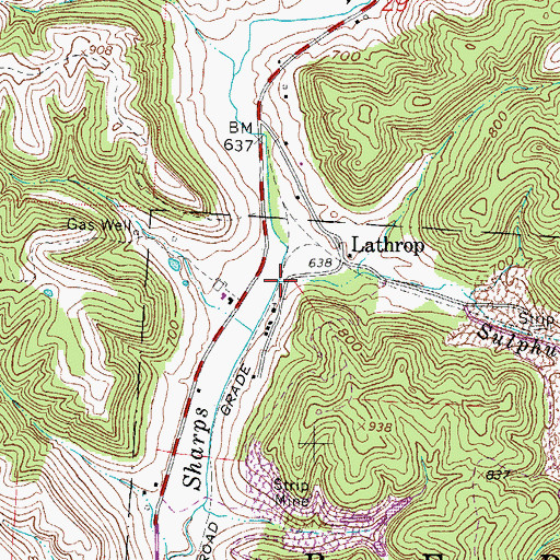 Topographic Map of Sulphur Run, OH