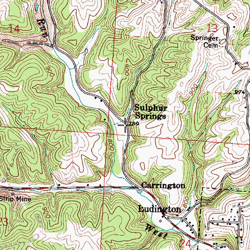 Topographic Map of Sulphur Springs, OH