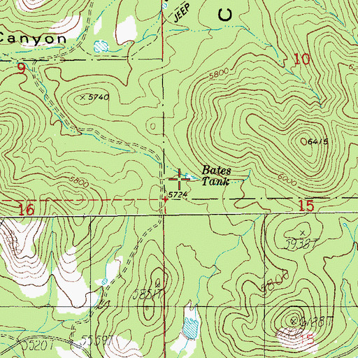 Topographic Map of Bates Tank, AZ