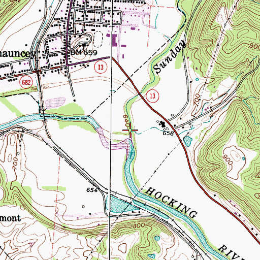 Topographic Map of Sunday Creek, OH