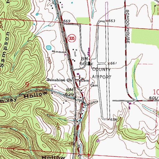Topographic Map of Sunshine Church, OH