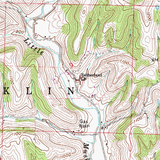 Topographic Map of Sutherland Church, OH