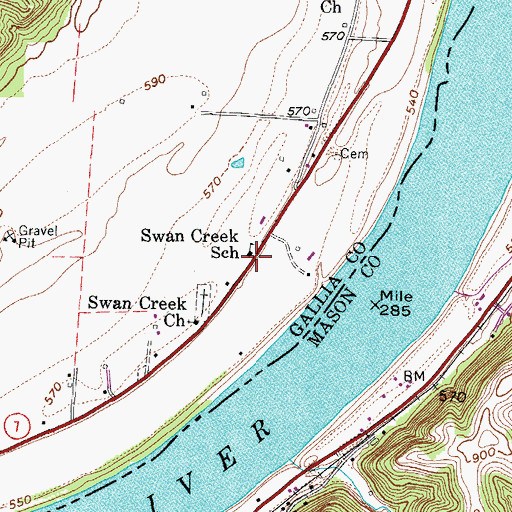 Topographic Map of Swan Creek School, OH
