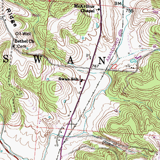 Topographic Map of Swan School, OH