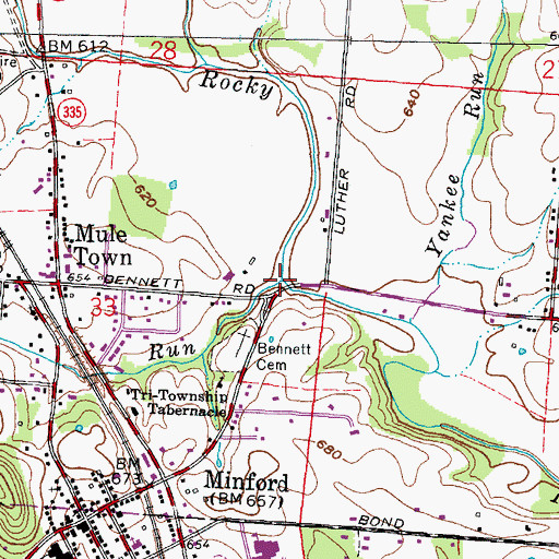 Topographic Map of Sweet Run, OH