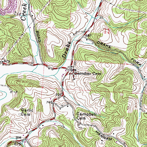 Topographic Map of Swindler Cemetery, OH