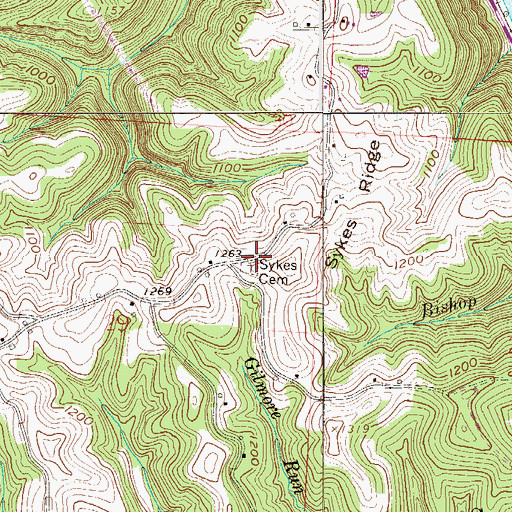Topographic Map of Sykes Cemetery, OH