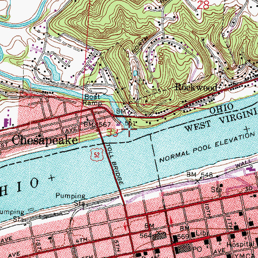 Topographic Map of Symmes Creek, OH
