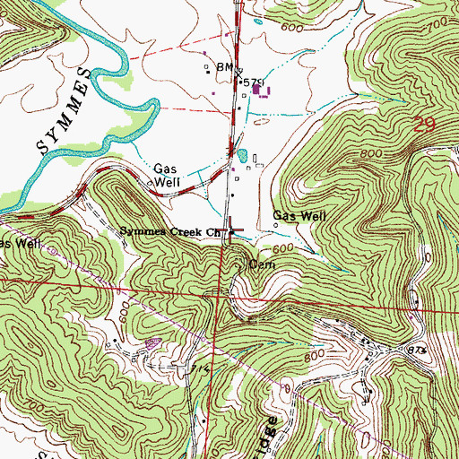 Topographic Map of Symmes Creek Church, OH