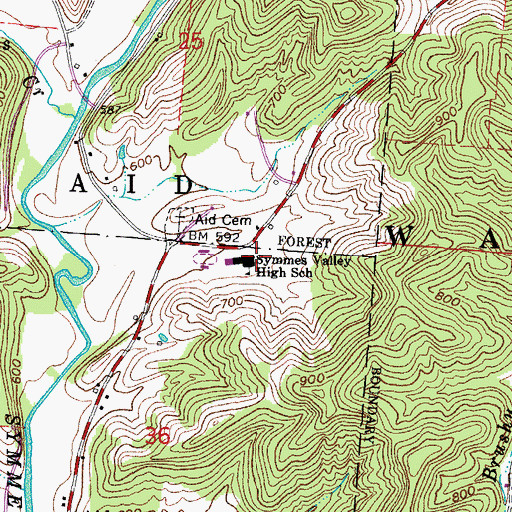 Topographic Map of Symmes Valley High School, OH