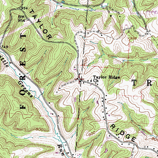 Topographic Map of Taylor Ridge, OH