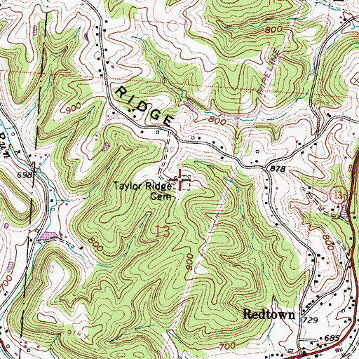 Topographic Map of Taylor Ridge Cemetery, OH