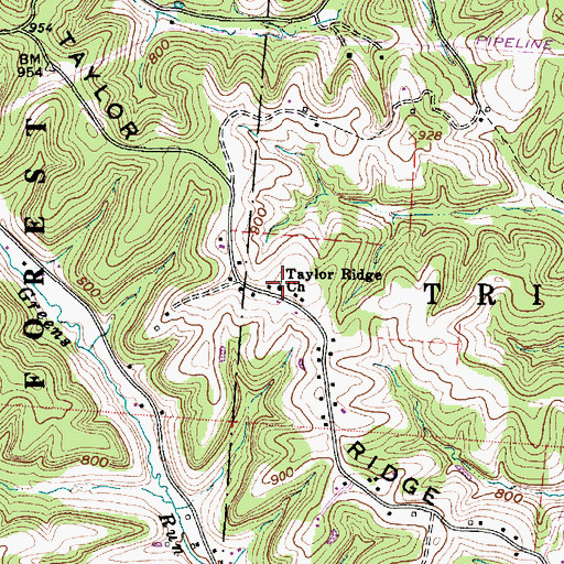 Topographic Map of Taylor Ridge Church, OH