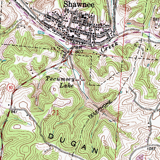 Topographic Map of Tecumsey Lake, OH