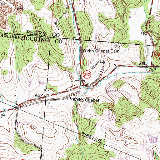Topographic Map of Temperance Hollow, OH