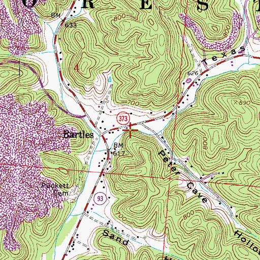 Topographic Map of Texas Hollow, OH