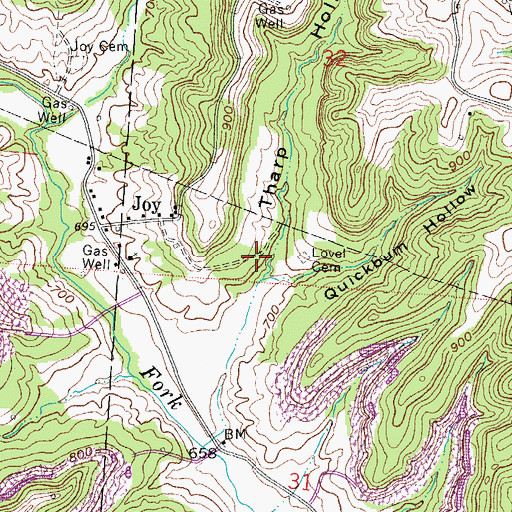 Topographic Map of Tharp Hollow, OH