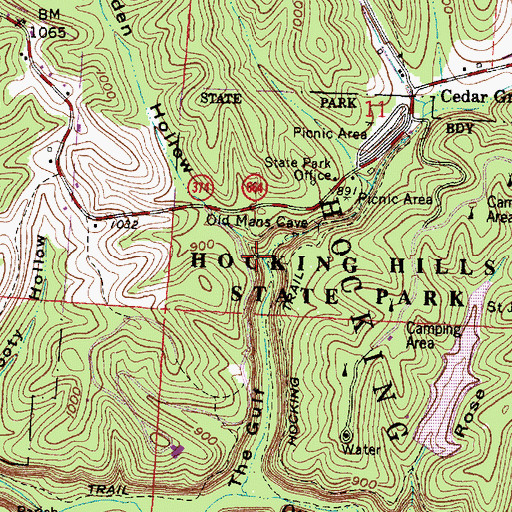 Topographic Map of The Gulf, OH