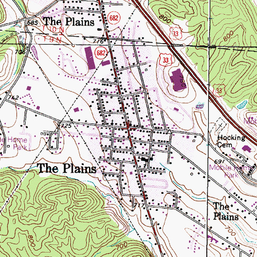 Topographic Map of The Plains, OH