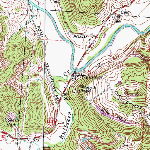 Topographic Map of Thivener, OH