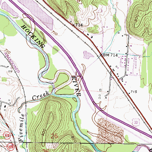 Topographic Map of Threemile Creek, OH