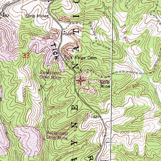 Topographic Map of Tick Ridge, OH