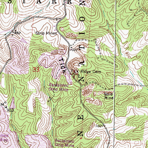 Topographic Map of Tick Ridge Cemetery, OH