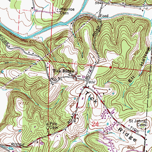 Topographic Map of Tick Ridge Church, OH
