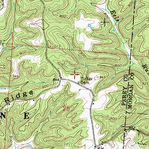 Topographic Map of Tinker Cemetery, OH