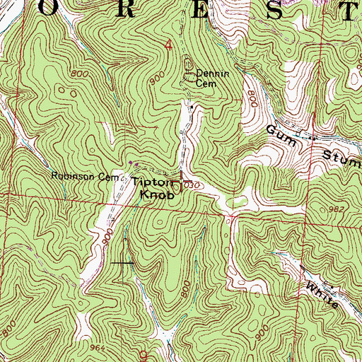 Topographic Map of Tipton Knob, OH