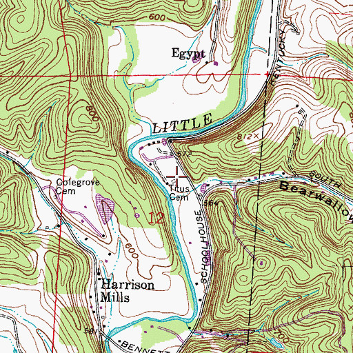 Topographic Map of Titus Cemetery, OH