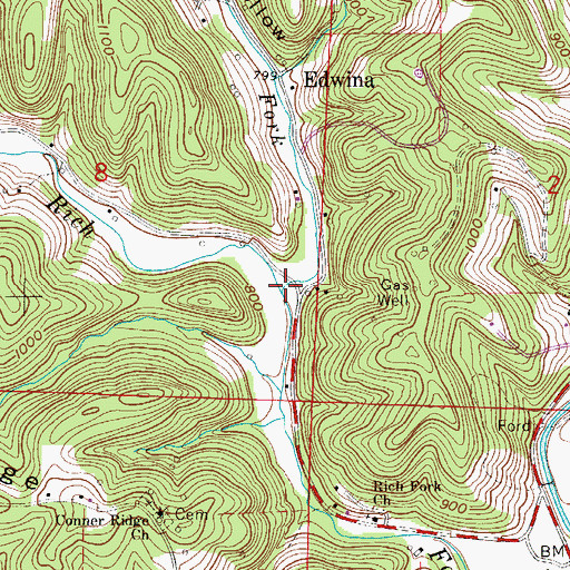 Topographic Map of Town Fork, OH