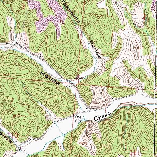 Topographic Map of Townsend Hollow, OH