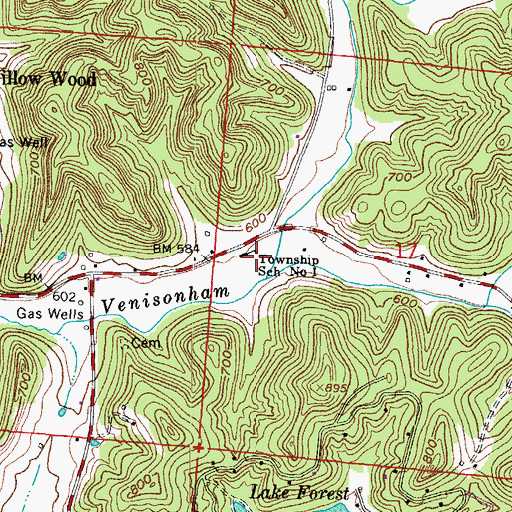 Topographic Map of Township School Number 1, OH