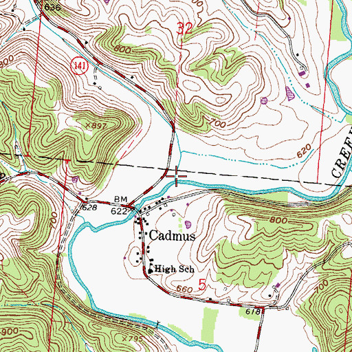 Topographic Map of Trace Creek, OH