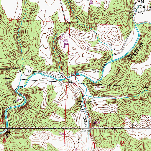 Topographic Map of Trail Run, OH
