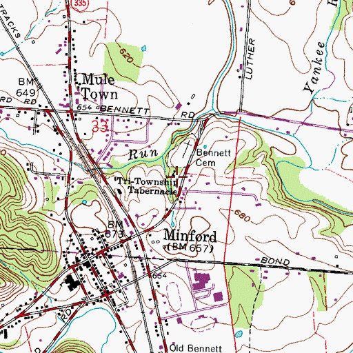 Topographic Map of Tri-Township Tabernacle, OH