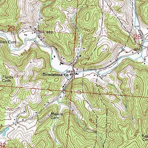Topographic Map of Triedstone Church, OH