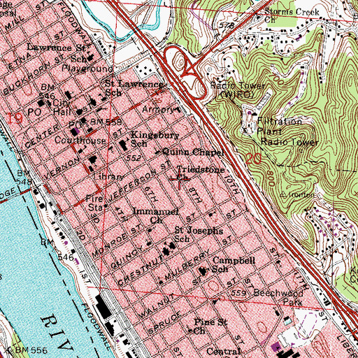 Topographic Map of Triedstone Church, OH