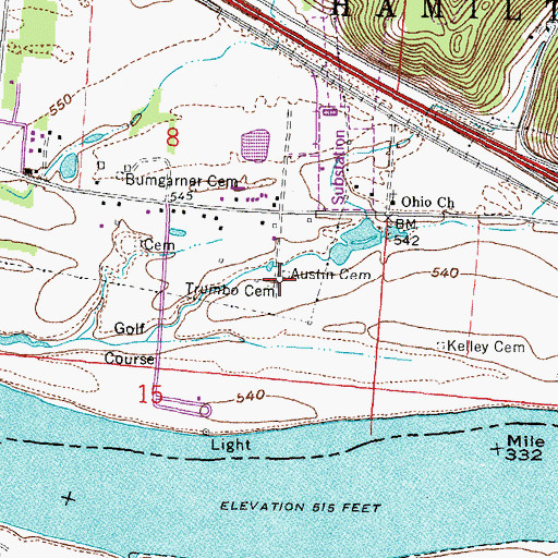 Topographic Map of Trumbo Cemetery, OH