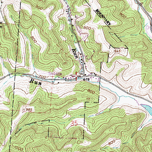 Topographic Map of Tucker Run, OH