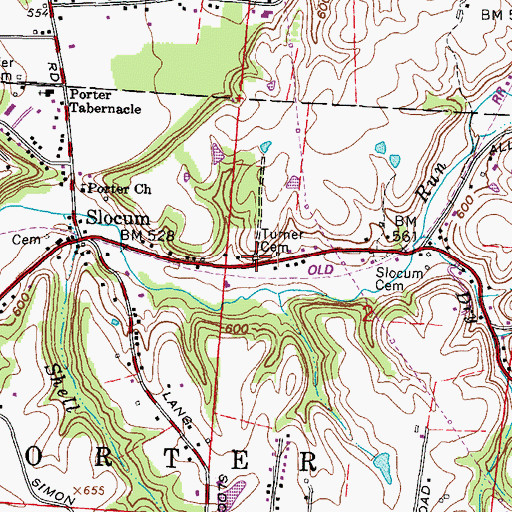 Topographic Map of Turner Cemetery, OH