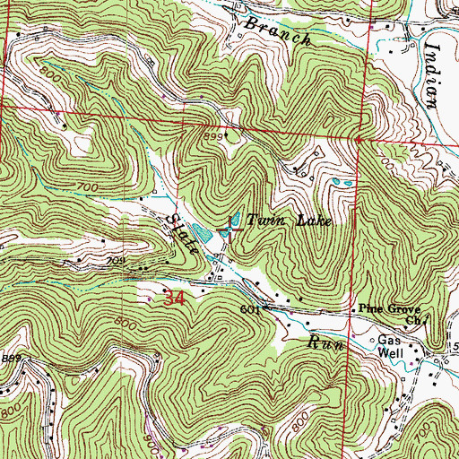 Topographic Map of Twin Lake, OH