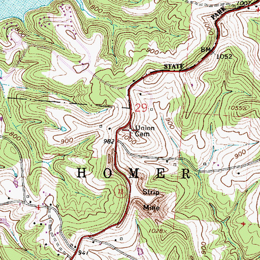 Topographic Map of Union Cemetery, OH