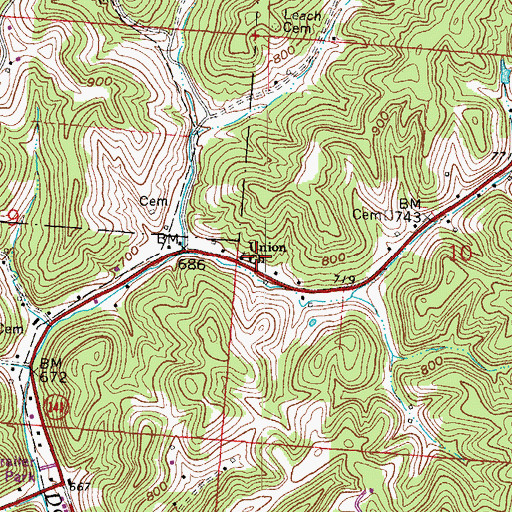 Topographic Map of Union Church, OH