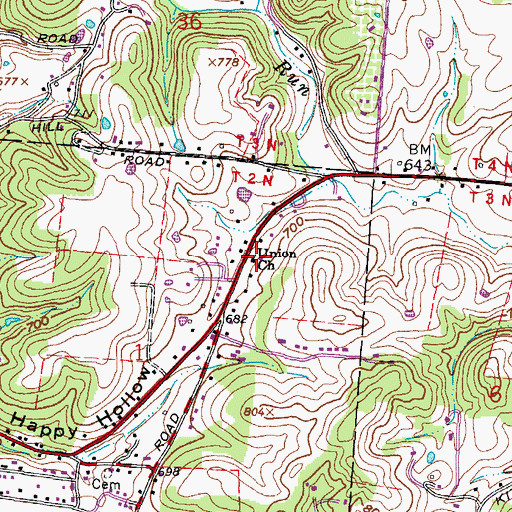Topographic Map of Union Church, OH