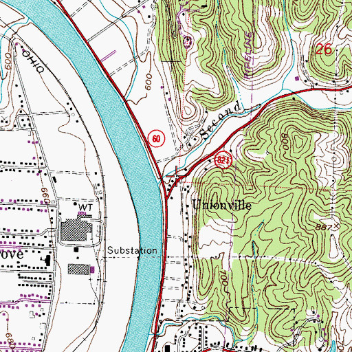 Topographic Map of Unionville, OH