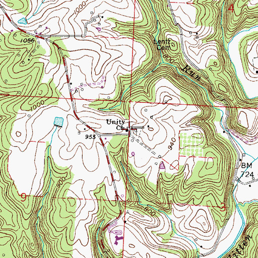 Topographic Map of Unity Baptist Church, OH