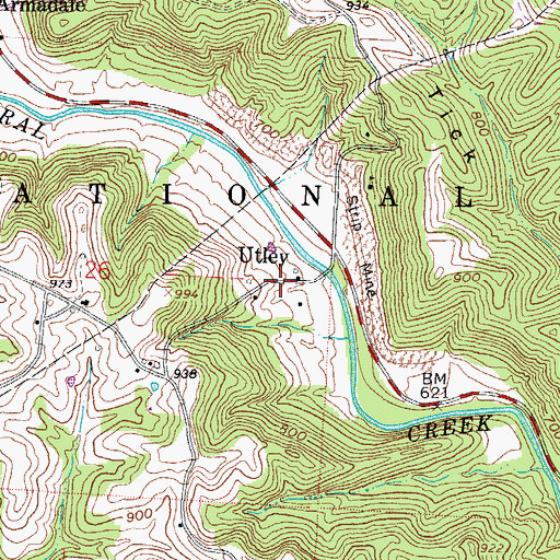 Topographic Map of Utley, OH
