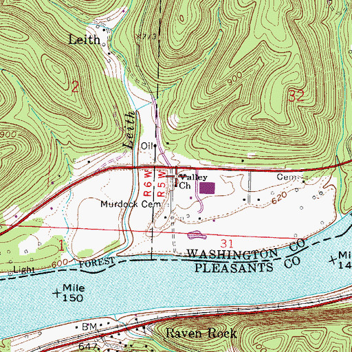 Topographic Map of Valley Church, OH